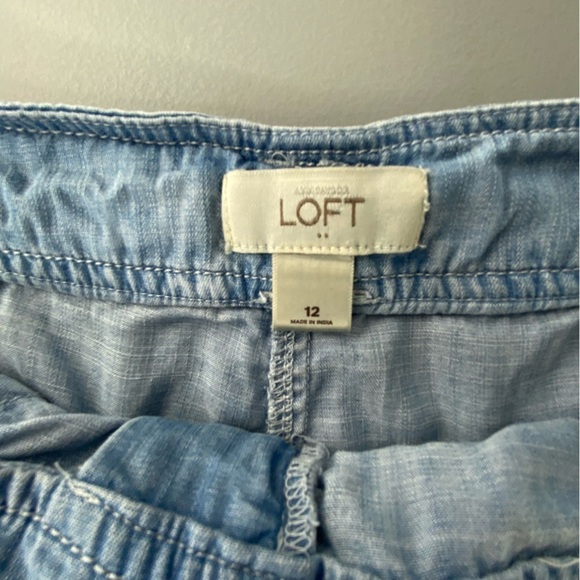 Loft chambray light blue soft belted shorts, 12 - Picture 5 of 11